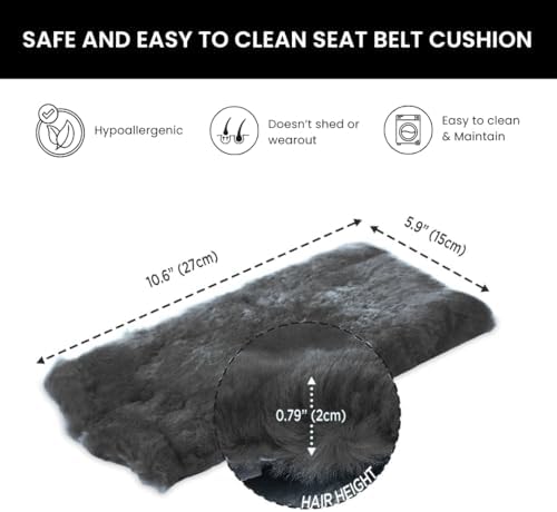 Andalus Genuine Sheepskin Car Seat Belt Cover Pad – Soft Fuzzy, Comfy Fluffy - Image 5
