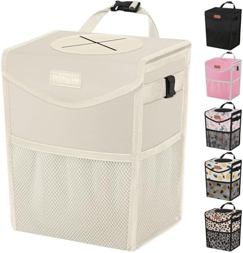 Pritent Car Trash Can with Lid Leakproof Car Garbage Bag Vehicle Trash Bin by Pritent