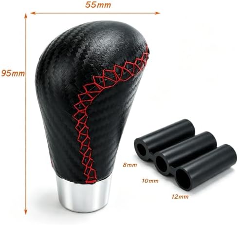 Lunsom Leather Shifter Knob R Style Shift Stick Handle Head Car Gear Lever - Image 4