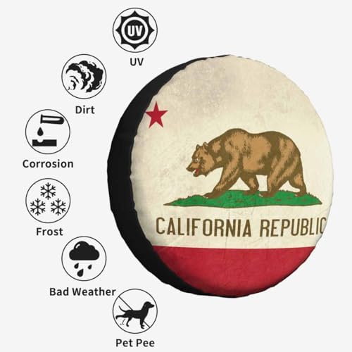Bear California Republic State Flag Spare Tire Cover - Image 4
