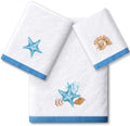 Peryiter 3 Pack Coastal Seashell Decorative Bath Towel Set by Peryiter