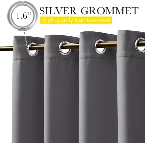 NICETOWN 2 Panels Thermal Outdoor Curtains Windproof W52xL72 Grey - Image 6