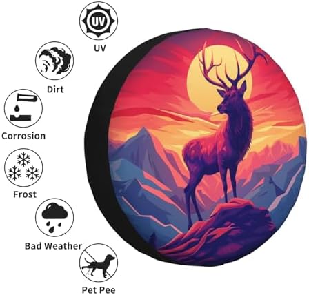 Abstract Mountain Sunset and Deer Spare Tire Cover Wheel Protectors - Image 5