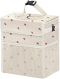 Corduroy Car Trash Can with Lid and Mesh Pockets by Unknown