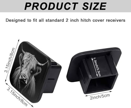 Highland Cow Tow Hitch Covers Heavy Duty Rubber Trailer Hitch Cover 2" Receiver - Image 2