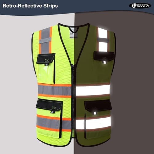 JKSafety Safety Vest for Men Women Hi Vis Reflective Vest JK220 Yellow L - Image 2