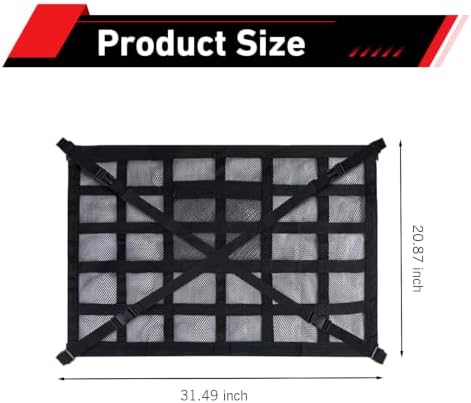 Car Ceiling Cargo Net, Double-Layer Overhead Storage Mesh Organizer, 31.5 x - Image 2