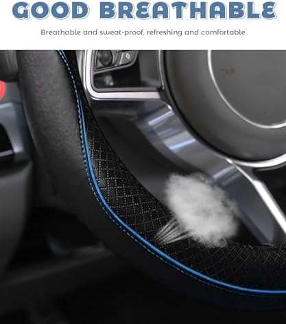 Steering Wheel Cover, Car Accessories 14.5-15 Inch Leather Steering Wheel Cover - Image 4