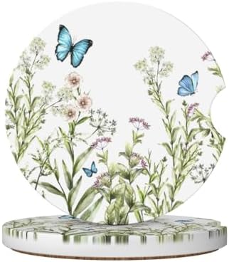 Flower Butterfly Car Cup Holder Coaster 2 Pack by OHZOLLAN