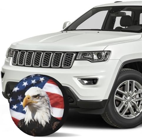American Flag Star Spare Tire Cover USA Eagle Wheel Covers 15 Inch - Image 3