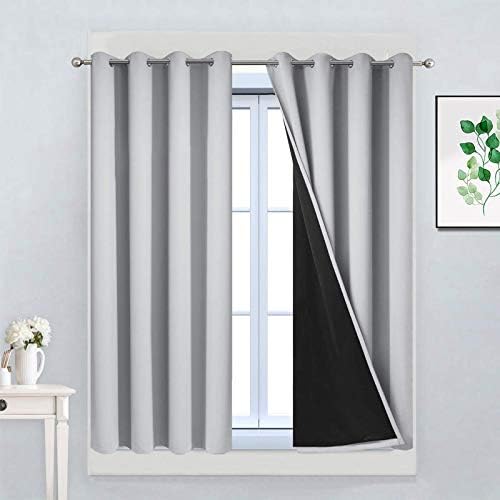 Yakamok Light Grey 100% Blackout Curtains 45 Inches Long 52" Wide 2 Panel by Yakamok
