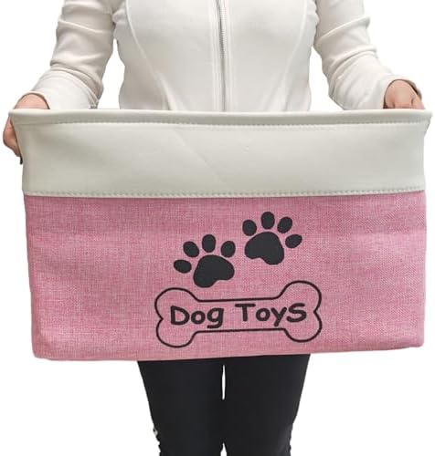Large Dog Toy Basket Foldable Dog Toy Box Dog Toy Bin by CpakOwlgoo