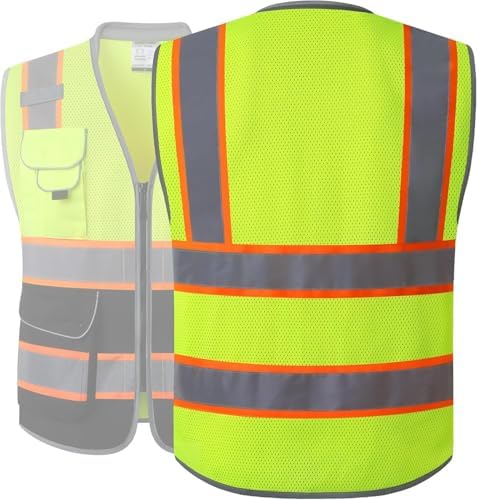 JKSafety Hi Vis Safety Vest for Men Women Cushioned Collar JK101 YBlack 4XL - Image 5
