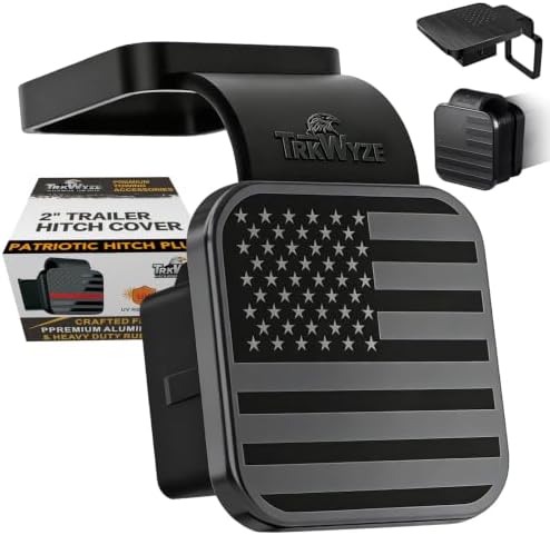 Hitch Cover, Aluminum American Flag, CAR WASH Safe, UV Resistant by TrkWyze