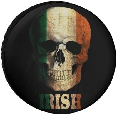 Skull Irish Flag Tire Covers, Dust-Proof Weatherproof Wheel Covers Wheel Tire by Unknown