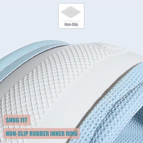 Nappa Leather Ice Silk Fabric Blue Steering Wheel Cover - Image 5