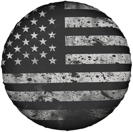Black American Flag Tire Covers US Flags Pattern Tire Wheel Protector - Image 7