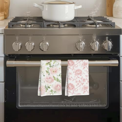 2 Pcs Floral Rose Patterns Kitchen Towels Dish Towel - Image 6