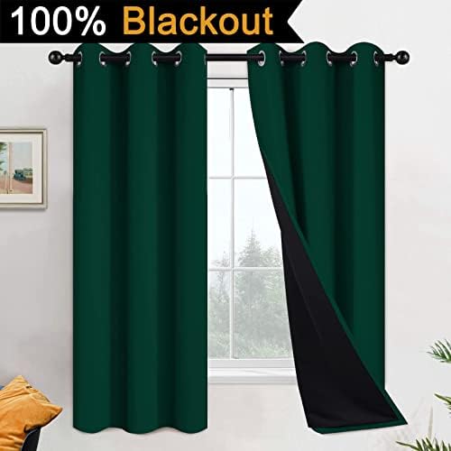 Yakamok Dark Green 100% Blackout Curtains 63 Inches Long 42" Wide 2 Panels - Image 2