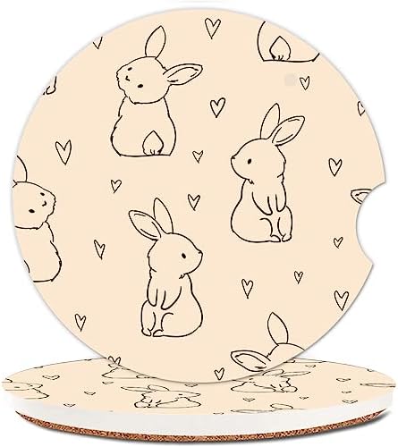 Absorbent Car Cupholder Coaster 2 Pack, Cute Car Coasters by NUGGHU