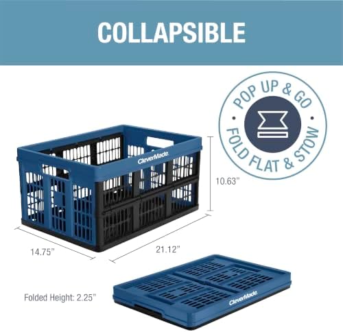 CleverMade Collapsible Utility Crate - 45L - Ocean - Image 2