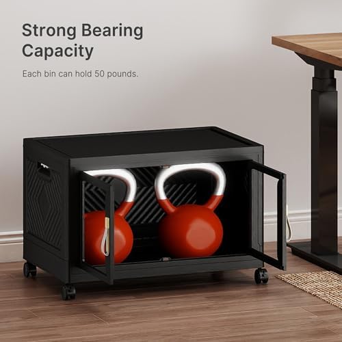 Stackable Storage Bins with Doors & Lids & Wheels - Image 3