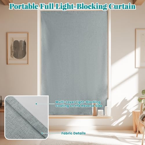 100% Blackout Curtains for Bedroom Stick On Curtain Window Shades Pull Down - Image 6