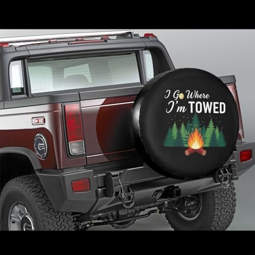 I Go Where Im Towed Camping Spare Tire Cover Wheel Protector Universal Fit - Image 3