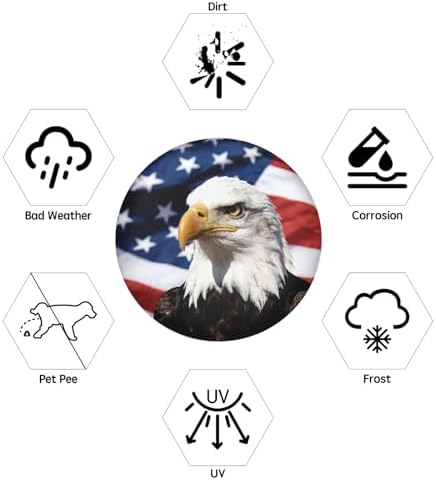 American Flag Star Spare Tire Cover USA Eagle Wheel Covers 15 Inch - Image 5