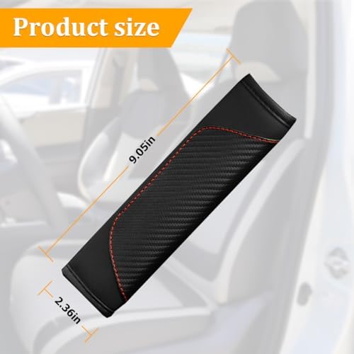 Osilly 2PCS Carbon Fiber Leather Seat Belt Shoulder Pads - Image 2