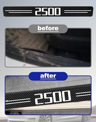 Door Sill Protectors for RAM 2500 & Silverado 2500 HD, Carbon Fiber Leather - Image 2