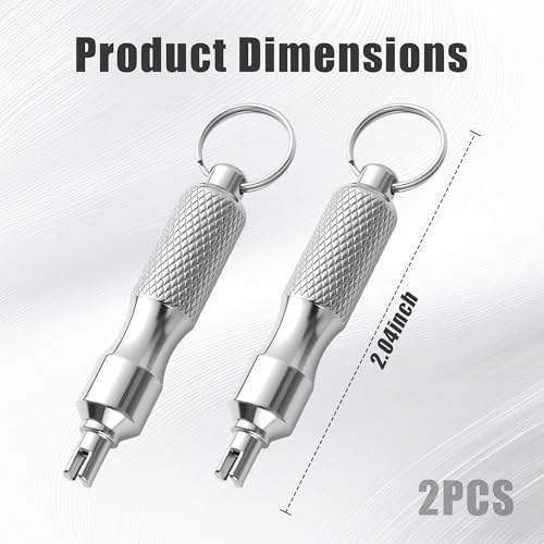 2 Pcs Valve Core Removal Tool Keychain, Stainless Steel - Image 2
