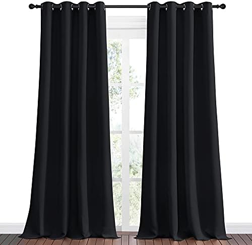 NICETOWN Patio Blackout Long Curtains Shades 2 Panels 55 x 120-inch Black - Image 2