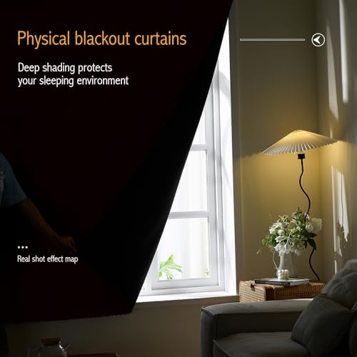 AJAZZ 100% Window Blinds Blackout Portable Blackout Curtains Adhesive Curtains - Image 2