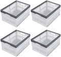 15 L 4-Pack Plastic Folding Storage Crate, Stackable Collapsible Milk Crates by Nihenok