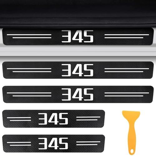 Door Sill Protectors for Dodge Challenger 345, Carbon Fiber Leather Front/Rear - Image 2
