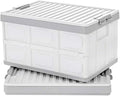 Collapsible Storage Bins with Lids 30L, Folding Plastic Stackable Utility by JUJIAJIA