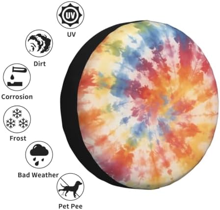 Tie Dye Spare Tire Cover Waterproof Wheel Cover 17 Inch Universal Fit - Image 6