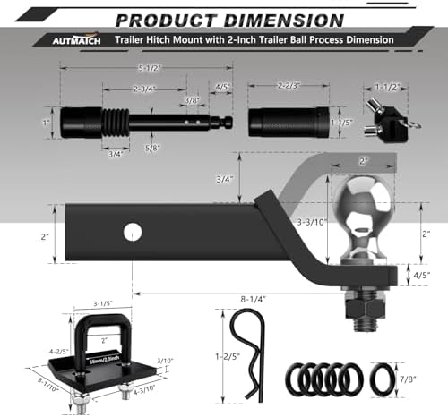 AUTMATCH Trailer Hitch Ball Mount - Image 3