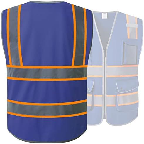 JKSafety Safety Vest for Men Women Reflective Hi Vis JK901 Blue XL - Image 2