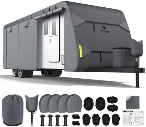 Fonzier RV Cover 20-22ft: Extra Thick 9 Layers Travel Trailer Cover Unique 600D by Fonzier-Direct