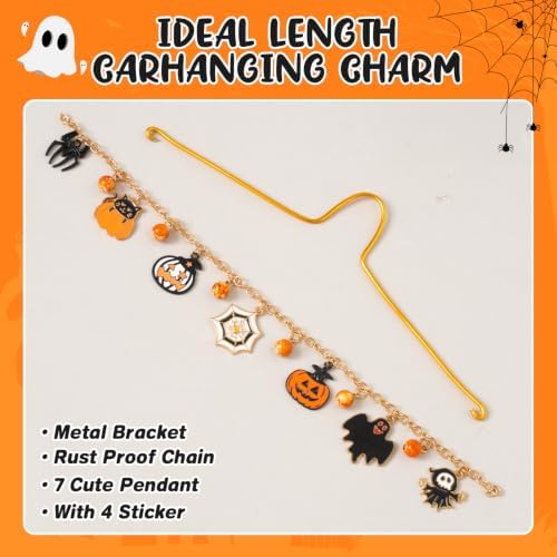 Rislobx Witch Hat Spider Web Car Charm, Halloween Mirror Hanging Ornament - Image 4