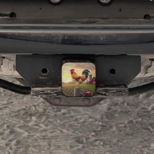 Swono Towing Hitch Cover Rooster, Farm Fence Tractor Chicken Rooster Sunrise - Image 5