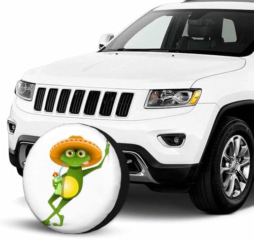 Green Frog Spare Tire Cover Wear Sombrero and Drink a Cocktail Summer Beach - Image 4