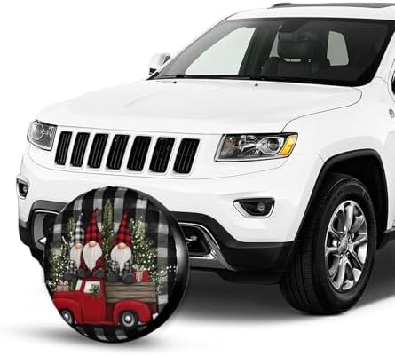 Red Truck with Christmas Gnomes Spare Tire Cover Universal - Image 7