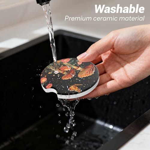 2 Pack Ceramic Car Coasters for Cup Holder, 2.56 in Anti Slip Absorbent Coaster - Image 3