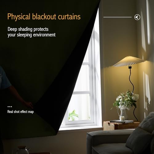 AJAZZ 100% Blackout Stick Curtain Portable Black Out Curtains Adhesive Curtains - Image 2