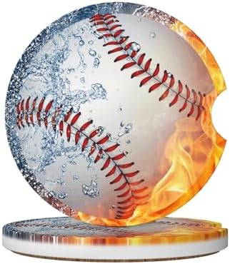 Baseball Water Fire Car Cup Holder Coasters 2 Pack 2.63" by Unknown