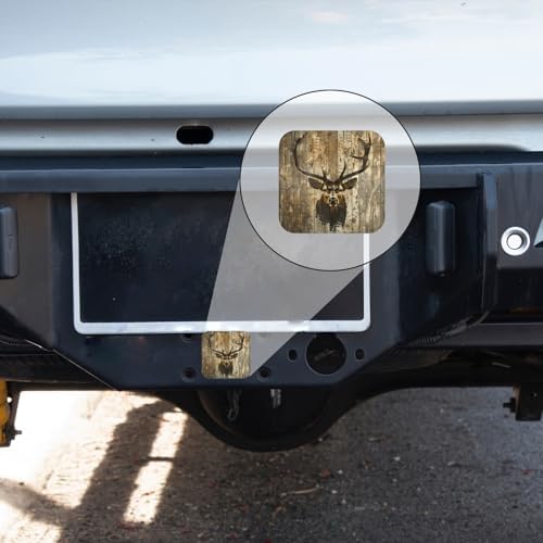 Hitch Cover Fits for 2-Inch Hitch, Deer Head in A Rustic Style On Dark - Image 5