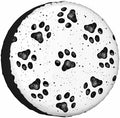 Dog Paw Prints Texture Spare Tire Cover Composed Black and White Wheel Covers by NOMEDOGYIM